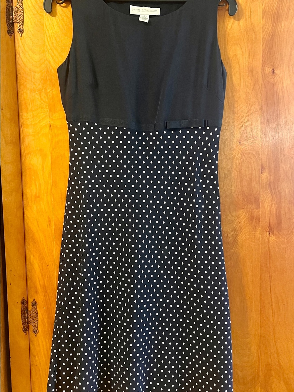 Petite Sophisticate Navy & White Polka Dot Sleeveless Fit-and-Flare Dress